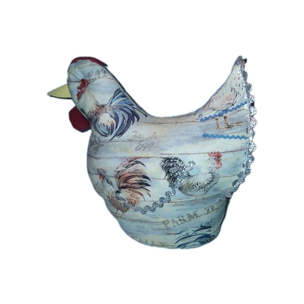 Vintage Handmade Chicken Decor Fabric Folk Art Country Farm To Table Eat‎ Local